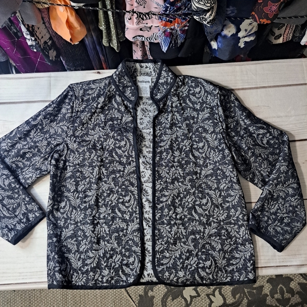 BonWorth XS Petite Tapestry Open Front Jacket - Picture 3 of 9